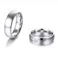 thumbnail image 4 of 316L Stainless Steel Silver Bands Promised Men's Women's Wedding CZ Couple Rings, 4 of 7