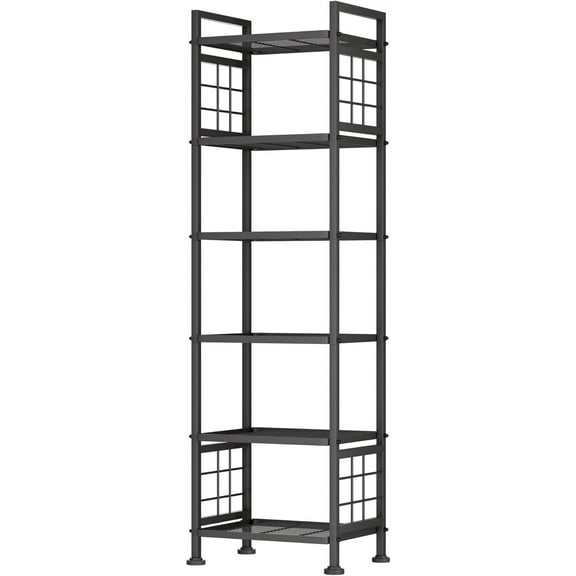 6-Wire Standing Storage Shelf, Metal Shelving Unit Pantry Rack for Laundry Kitchen Bathroom Organizer(Black)