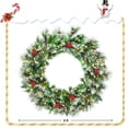 thumbnail image 2 of Gymax 24'' Pre-lit Artificial Christmas Wreath Decorative Snow Flocked Wreath, 2 of 10