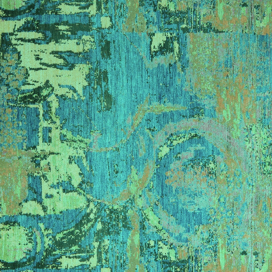 Ahgly Company Indoor Square Abstract Turquoise Blue Modern Area Rugs, 7 ...