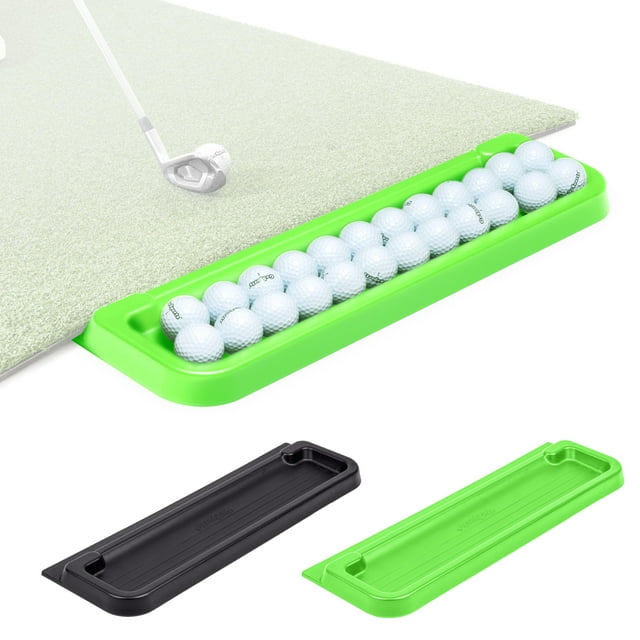 GoSports Bandeja para pelotas de golf para todo tipo de clima, capacidad para 24 pelotas, compatible con todas las alfombrillas de golpe, negro o verde