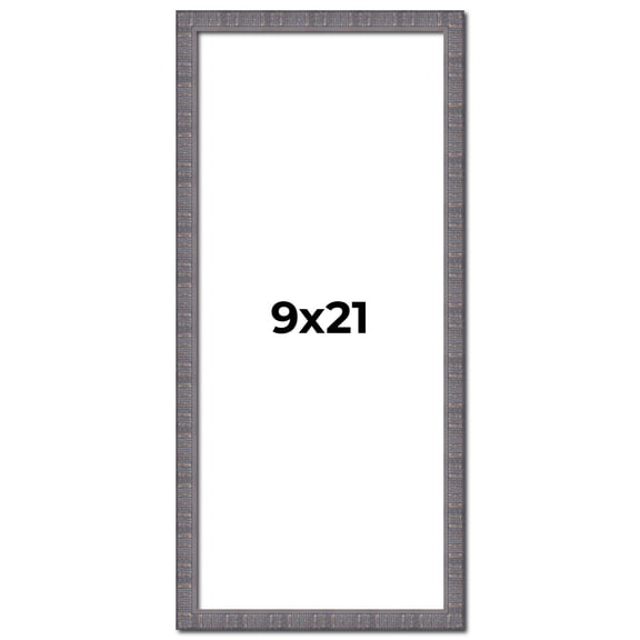 9x21 Frame Blue Kingsley Pewter Solid Wood Picture Frame Width 0.75 Inches |Interior Depth 0.5