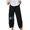 Black, variant on WREESH Womens Cotton Linen Pants Loose Print Solid Color Pocket Loose Pants Blue