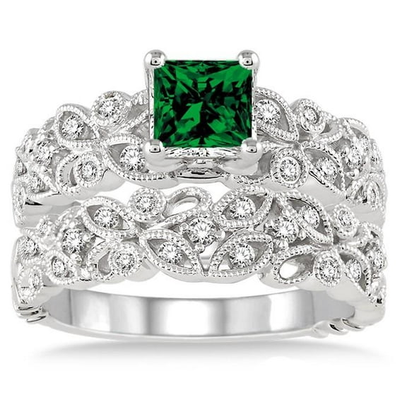 2.75 Carat 6mm Princess Cut Infinity Floral Antique Bridal Moissanite Diamond on 10k White Gold