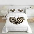 thumbnail image 2 of jejeloiu Cartoon Cute Loves Full Size Comforter Sets,Chic Cheetah Print Bedding Comforter Set,Brown White Bedding Sets For Girls Teens,Microfiber Bedroom Decor Reversible,3 Pieces, 2 of 8