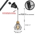 thumbnail image 3 of KAYYELAMP 3-Pack Slope Position Roof Track Light H-Type E26 Log Base Black Cage Metal Shade Adjusted Cord Vintage Pendant Lighting for Kitchen Bar Dining Room (No Bulb, Track), 3 of 7