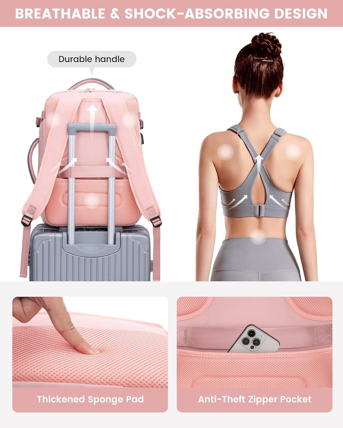 Lovevook Travel Backpack Men Women, 40L Expandable Carry-On Luggage Backpack Set Airline Approved, Larger Personal Item Travel Bag Suitcase Weekender Overnight Bag