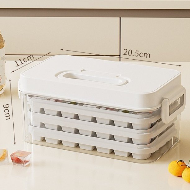 Molde portátil for hacer hielo con tapa, bandeja for cubitos de hielo de gran capacidad for un fácil almacenamiento de hielo