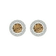thumbnail image 3 of 14K Solid Gold Screw Back Stud Earrings for Women | 1.24 cttw Round Cut Simulated Champagne Diamond | White Gold, 3 of 5