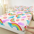 thumbnail image 3 of Homewish Cute Gradient Rainbow 4pcs Bed Sheets for Teens Kids Children,Ombre Watercolor King Sheets,Cartoon Kawaii Super Cozy Sheet Set,Lightweight Room Decor, 3 of 7