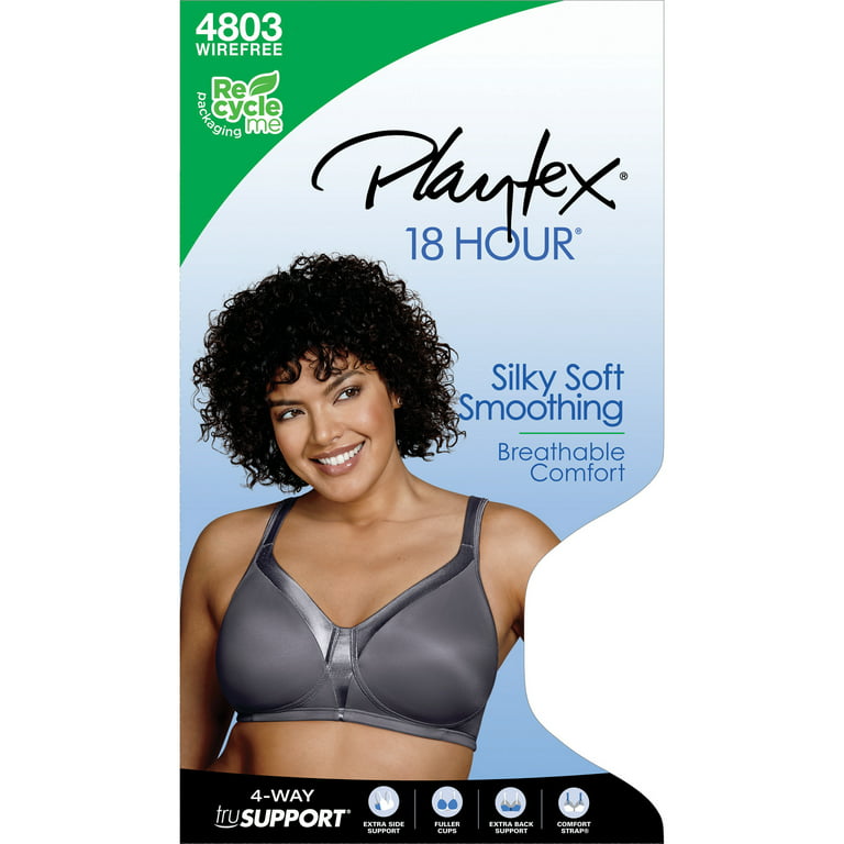 Playtex 18 Hour Women`s Breathably Cool Wirefree Bra, 42DD, Black 