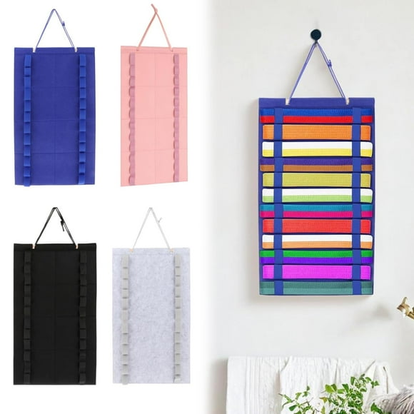 Black Karate Taekwondo Belt Display Rack – Wall Hanging Organizer for Martial Arts, Jiu-Jitsu & Ninjutsu Belts, Dust-Proof & Durable