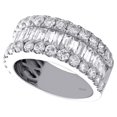 thumbnail image 3 of 14K White Gold Tapered Baguette & Round Diamond 3 Row Women's Wedding Band 3 CT., 3 of 5