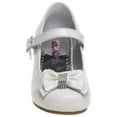 thumbnail image 4 of Josmo Little Kids Girl Faux Leather Low Heel Buckle Dress Shoes with Ribbon And Rhinestones, White Patent, Size: 13, 4 of 6