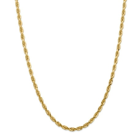 - Solid 14k Yellow Gold Big Heavy 4.5mm Diamond-Cut Quadruple Rope Chain Necklace 18
