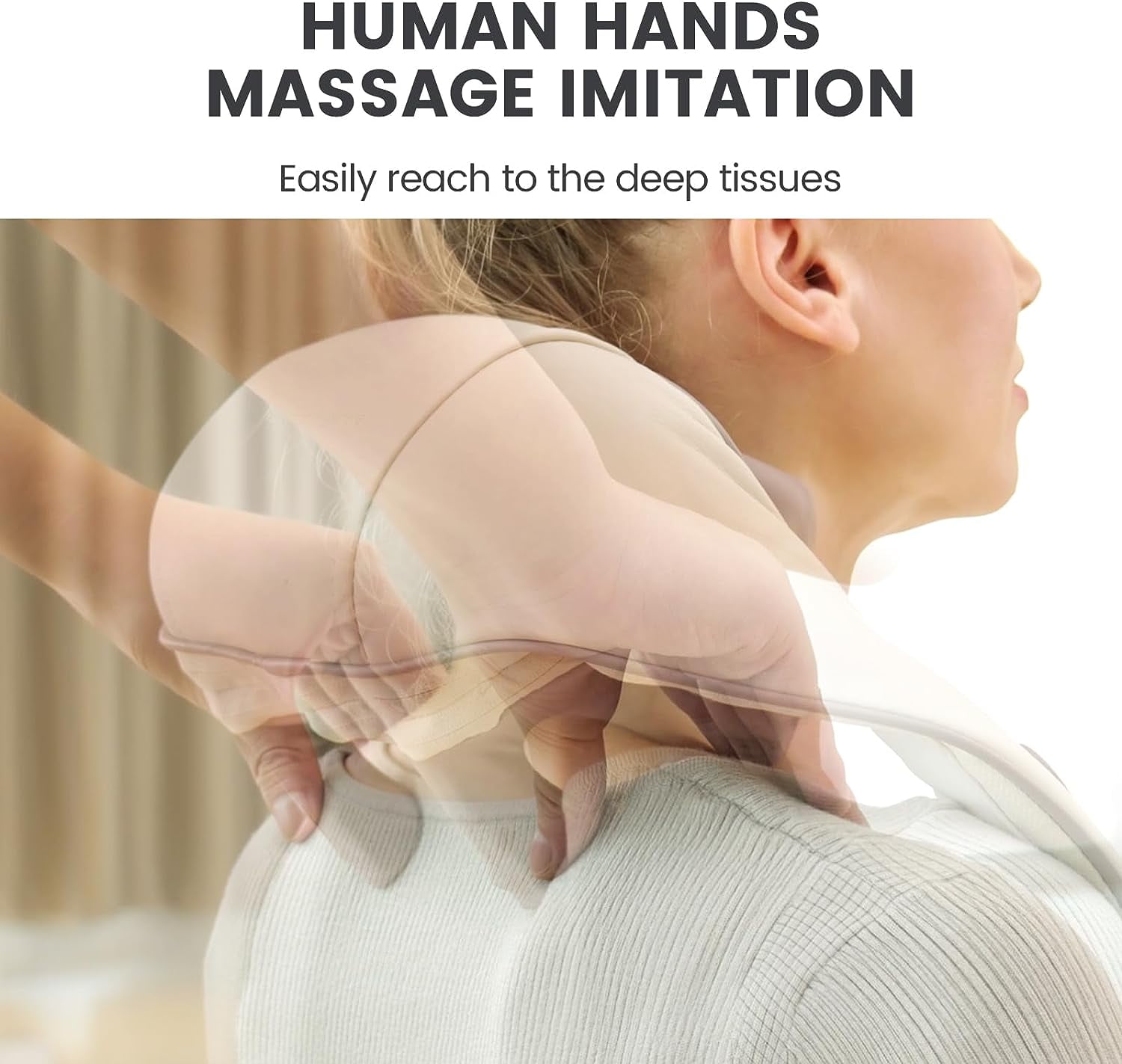 Breo N5 Mini Neck and Shoulder Massager with Heat, Cordless Deep Tissue Shiatsu for, Beige, Gift