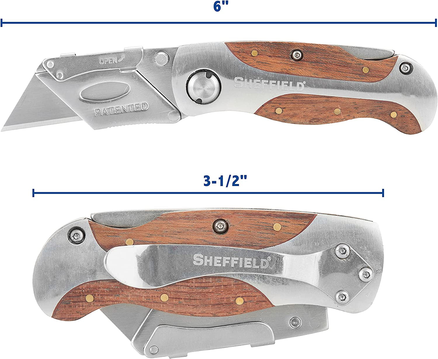 12115 Folding Utility Knife, Stocking Stuffers, Gifts for Men, Dad Gifts, Quick-Change Utility Knife Blades, Lightweight Hardwood Handle, Box Cutter, Cardboard Cutter