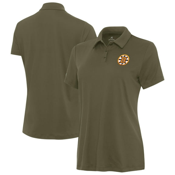 Women's Antigua Olive Boston Bruins Reprocess Polo