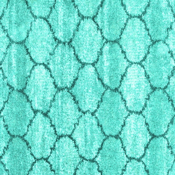 Ahgly Company Machine Washable Indoor Square Trellis Turquoise Blue Modern Area Rugs, 7' Square