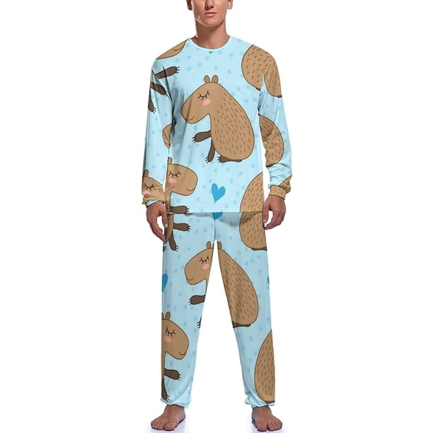 Capybara Daydream Men's Pajama Lounge Top and Pants Set Nightgown