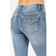 thumbnail image 2 of Wax Jean Womens Juniors High Waist Rhinestoned Bootcut Jeans (Light Denim, 7), 2 of 6