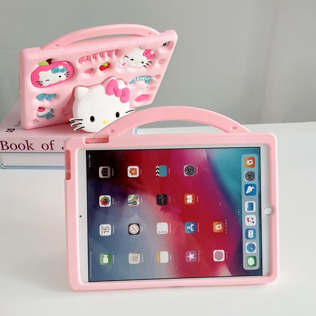 Adorable 3D Cartoon Hello Kitty Shockproof Case - Perfect for iPad mini 7 (A17 Pro) Generation Case 2024, iPad mini 6 Case 2021, 8.3-inch - Child - Safe Protective Cover