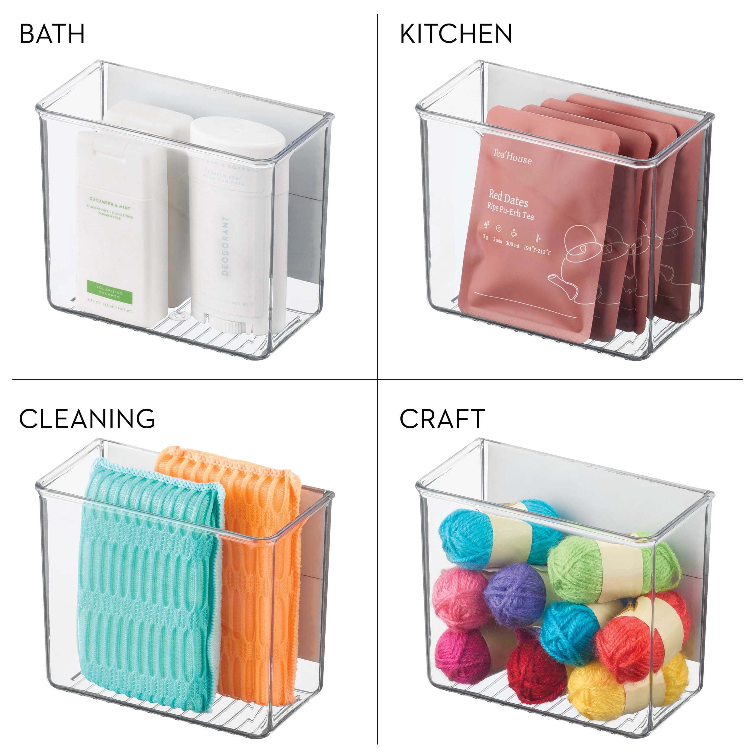 iDesign Small Magnetic Organizer Bin for Laundry Room, 3.08'' x 5.88'' x 5'', Clear