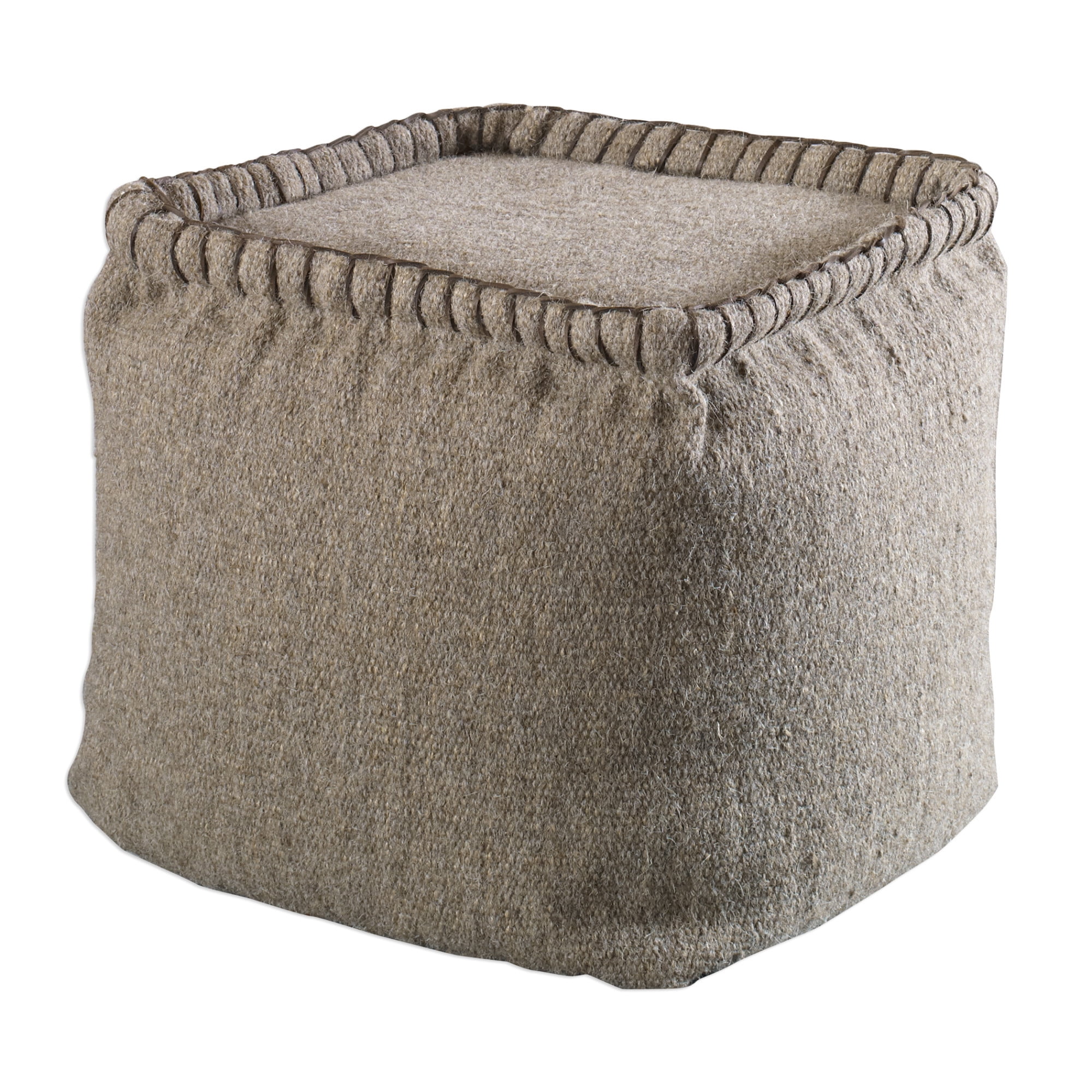 Uttermost 23951 Anaya 18" Wide Jute Pouf Ottoman Dark Oatmeal