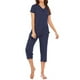 Femmes Vêtements de Nuit Ensemble V Pantalon Haut Pyjama Modal Vêtements de Nuit, Bleu, XXL – image 4 sur 7