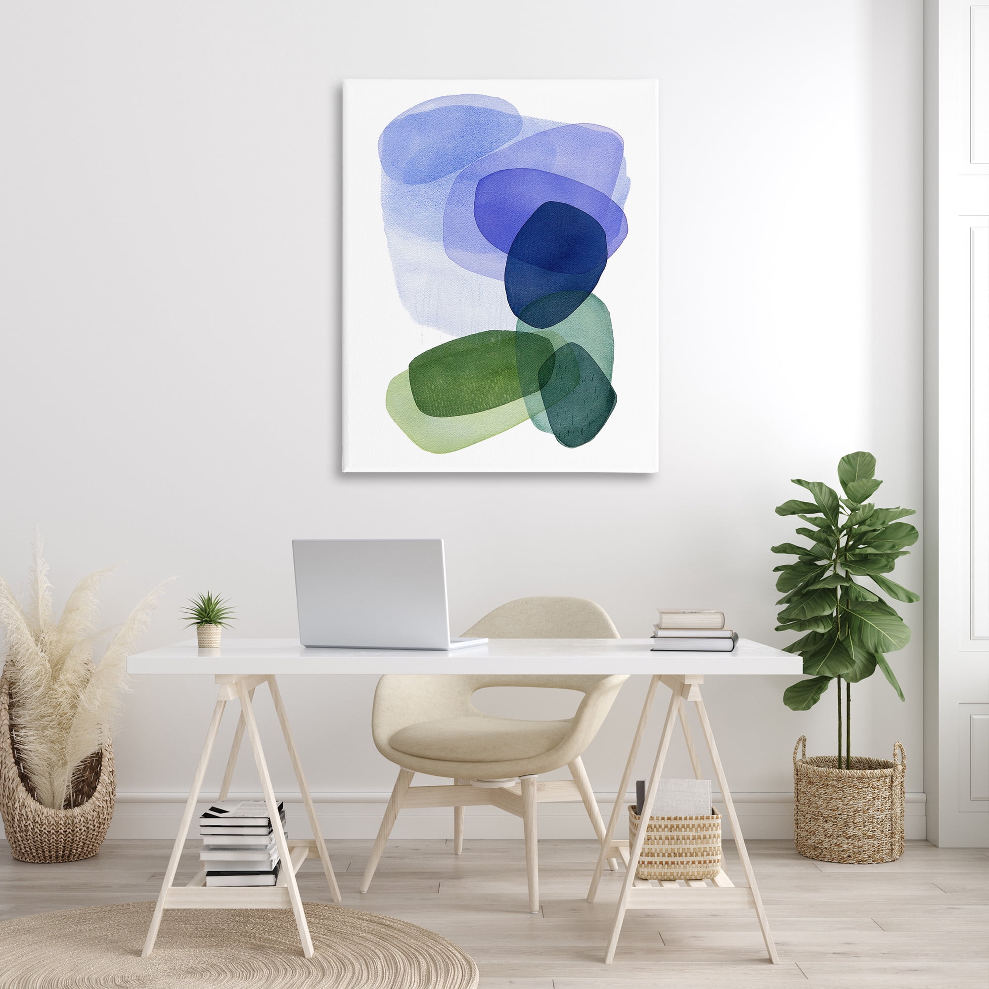 Stupell Industries Layered Opaque Shapes Abstract Painting Gallery Wrapped Canvas Art Print Wall Art, 36 x 48