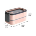 thumbnail image 3 of Dual Layer Stainless Steel Bento Box - Microwave Safe, 1400ml Leak-Proof Leak-Proof Stainless Steel Lunch Box for Office,Pink, 3 of 6
