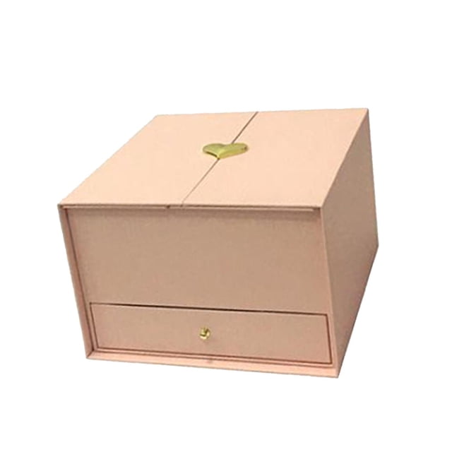 Caja de regalo vacía rellenable con flores, 25 x 23,5 x 15,5 cm, cartón. Rosa