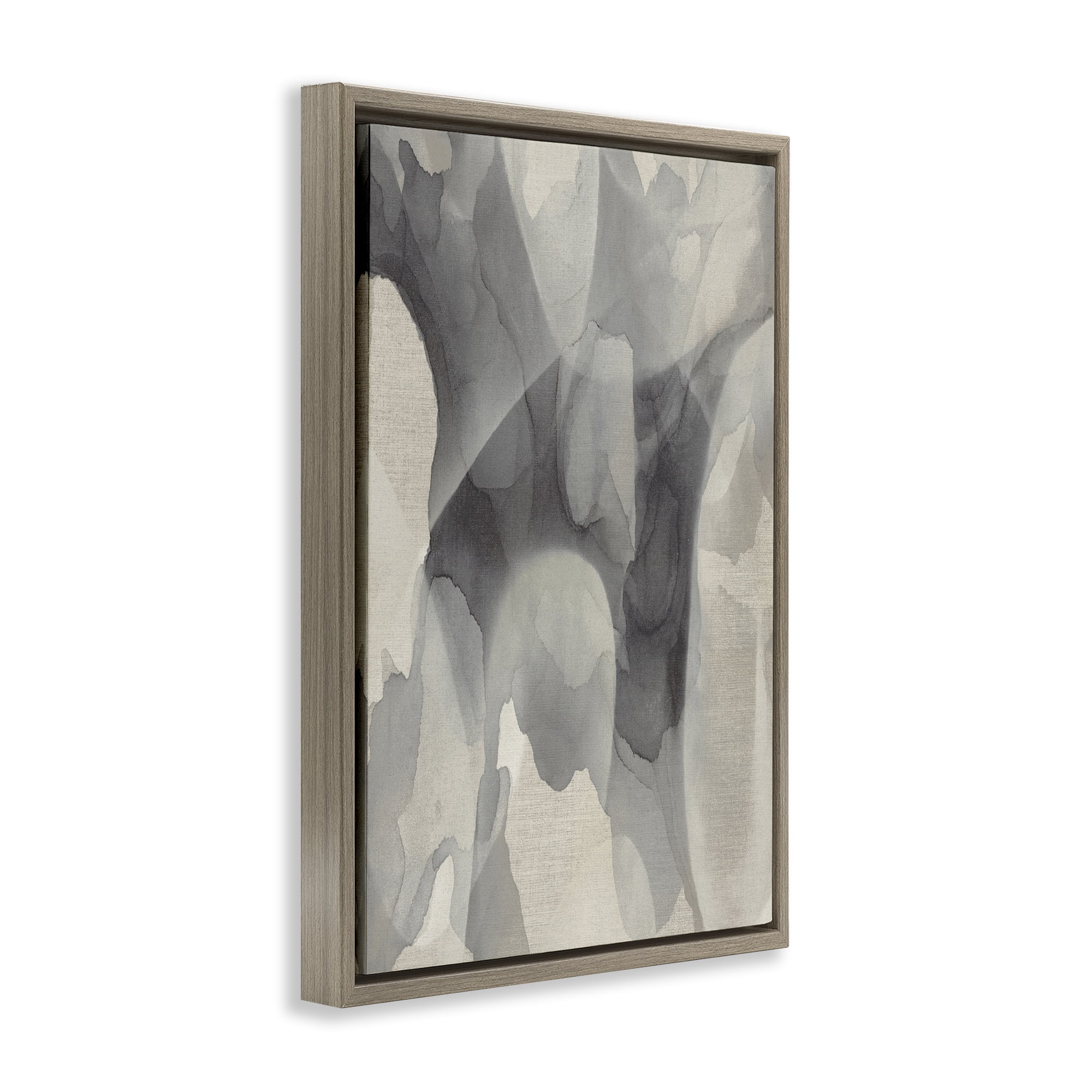 Stupell Industries Monochrome Watery Drips Brown Framed Floater Canvas Wall Art, design by Kippi Leonard