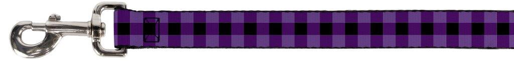 Buckle-Down Pet Leash, Dog Leash, Buffalo Plaid Black Purple, 6 Feet Long 1.0 Inch Wide