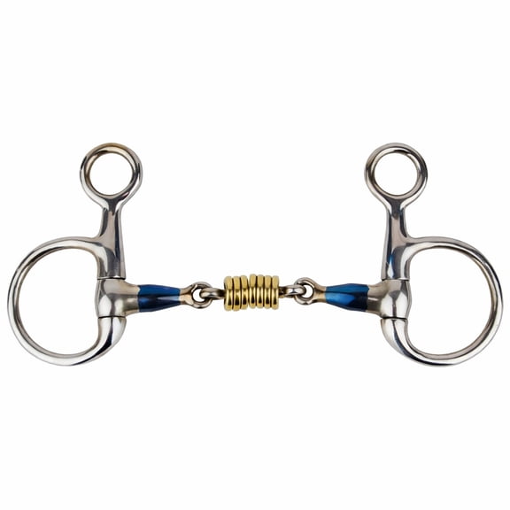 Stainless Steel 4.5" 3-Piece Dog Bone Snaffle Baucher Bit w/ Copper Rings 35433A