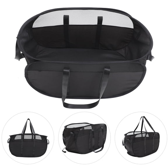 OULII Foldable Black Laundry Hamper with Handles, Portable Laundry Basket for Home, Travel, and Storage Organization