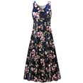 thumbnail image 1 of Small Womens Dress Rose Dream Ice Velvet Designer Print Sleeveless High V-Neck Princess Cut, 1 of 4