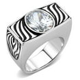 thumbnail image 1 of Men High Polished Stainless Steel Ring with AAA Grade CZ in Clear - Size 11, 1 of 1