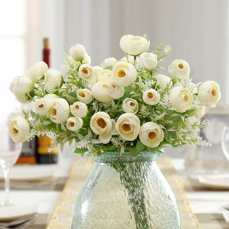Artificial Flowers Camellia Roses 35cm 10 Heads Real Looking Fake
