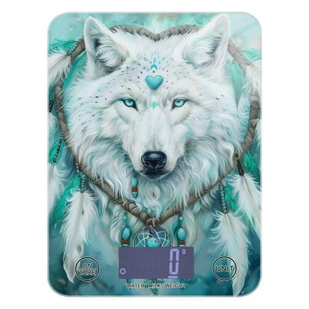

Digital Kitchen Food Scale Weight Grams Oz for Baking Cooking Coffee 11lb 0.05oz/1g Glass Wolf with Heart Ring