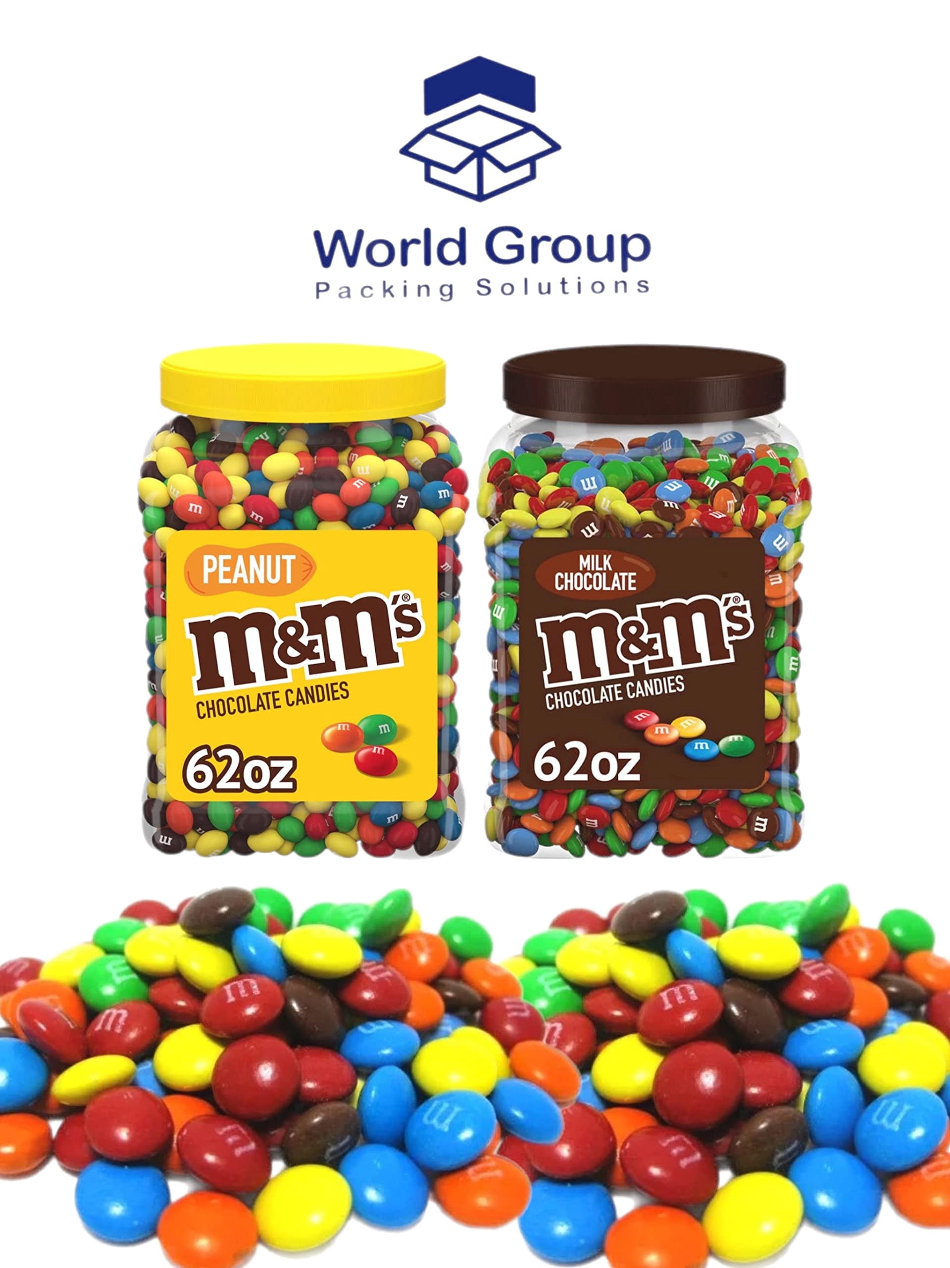 Pack of 2 M&M's - Chocolate Peanut & Milk Chocolate Jars, 62oz