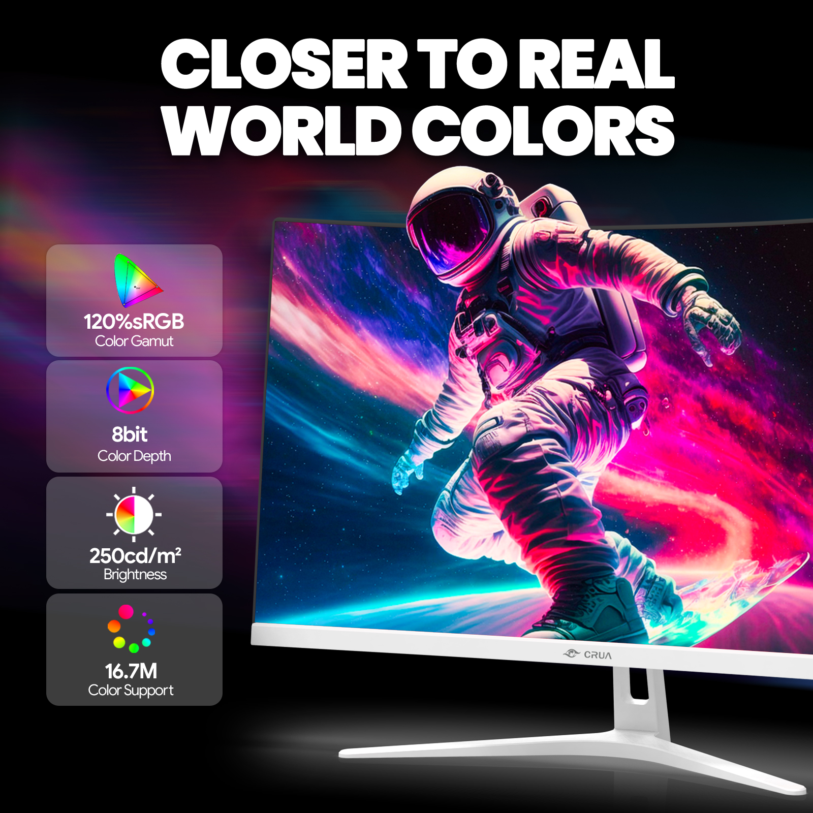 CRUA 27" 200Hz Curved Gaming Monitor, FHD photo 5