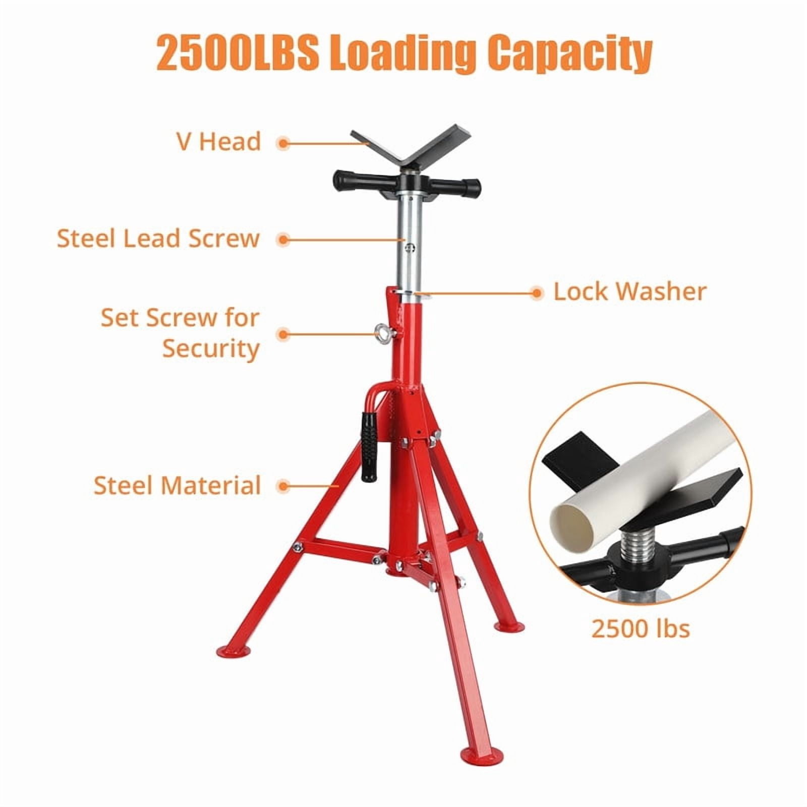 TROPOW Heavy-Duty V-Head Pipe Stand, 2500 Lbs Capacity, Adjustable Height 28"-52", Foldable Jack for Welding, Automotive & Construction