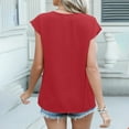 thumbnail image 4 of Prolriy Shirts for Women Summer Tops for Women Loose Bat Sleeve Tee Shirt Short Sleeve Blouse Casual Shirts V Neck Tunic Tops Womens Tops Spring Summer Tops for Women Red XL, 4 of 9