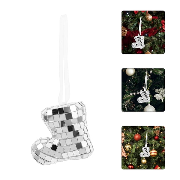 TEHAUX Glass Hanging Mirror Ornament for Boots Christmas Tree Holiday Decoration and Festive Home Decor