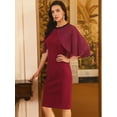 thumbnail image 2 of DARING DIVA Elegant Chiffon Cape Beaded Neckline Dress 2XL Burgundy, 2 of 6