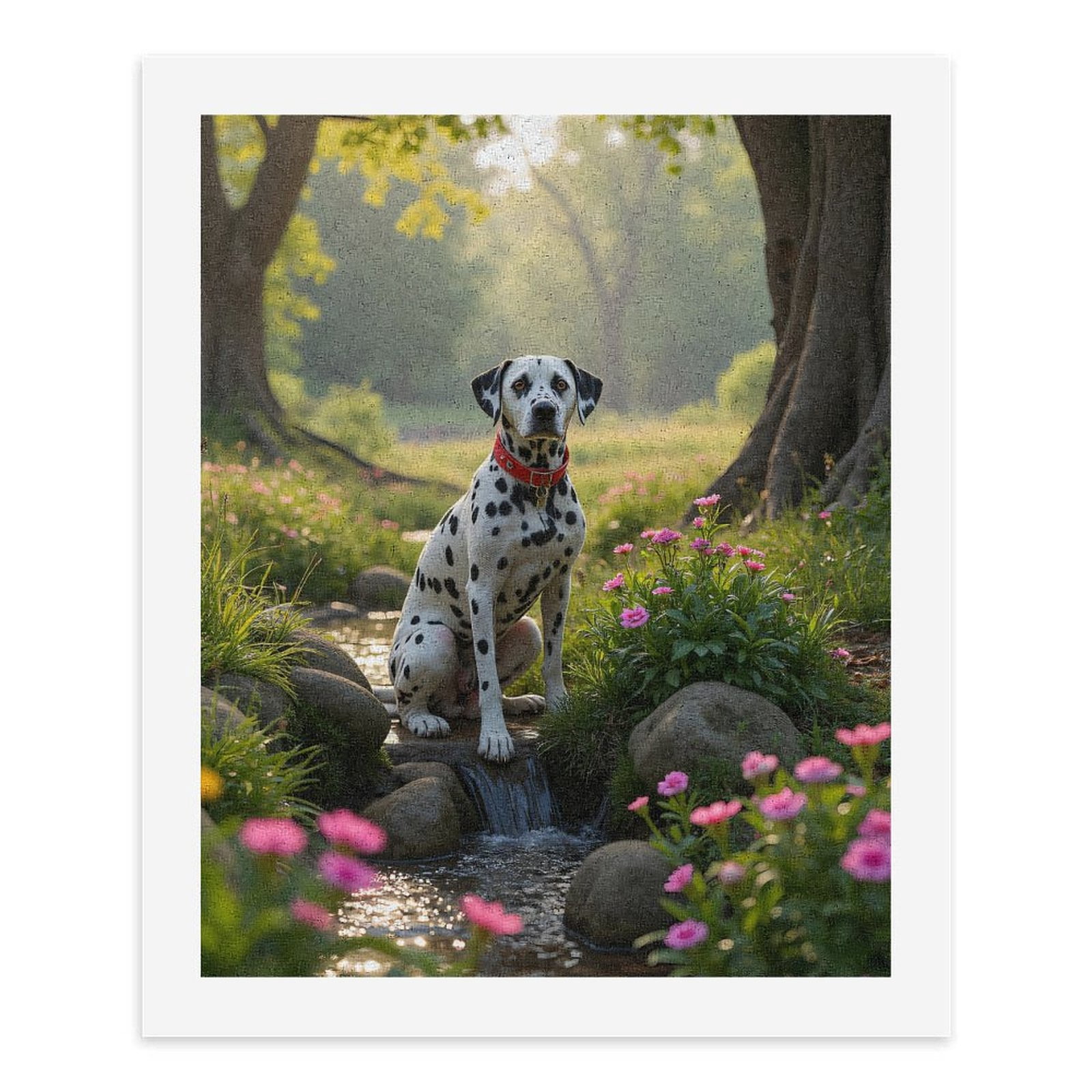 Paint by Numbers Kit for Adults, Dalmatian Creek Flowers Morning Scene Paint by Numbers, Easy Paint by Numbers Kit for Adults Beginner, DIY Adult Paint by Number Kits on Canvas, Home Decor