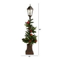 thumbnail image 2 of Nearly Natural 50 Warm White LED Lights, 5' Holiday Decorated Lamp Post with Artificial Christmas Greenery, Ornaments, Indoor Outdoor Patio Porch Décor, 2 of 10