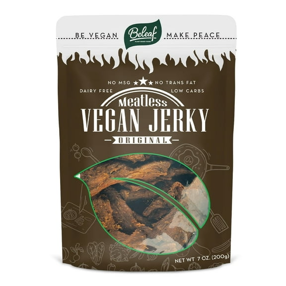 BELEAF Original Plant-Based Jerky | Delicious Meat Substitute | Low Carb, Non-GMO, Dairy Free, Plant Protein | Natural Ingredients | Spicy Healthy Snack 7oz