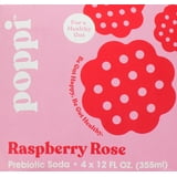 Poppi Prebiotic Soda, Raspberry Rose, 12 fl oz, 4 Pack - Walmart.com